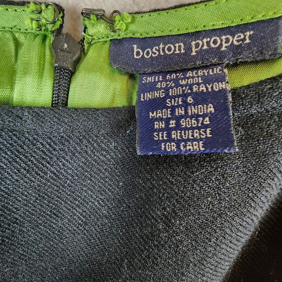 Boston Proper Embroidered Floral Fringe Skirt Size 6 Black Wool Blend - Picture 11 of 12